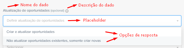 Padrões de envio dos dados da integração